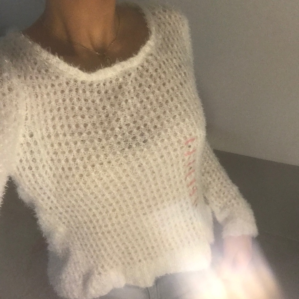 NWT White Open knit sweater